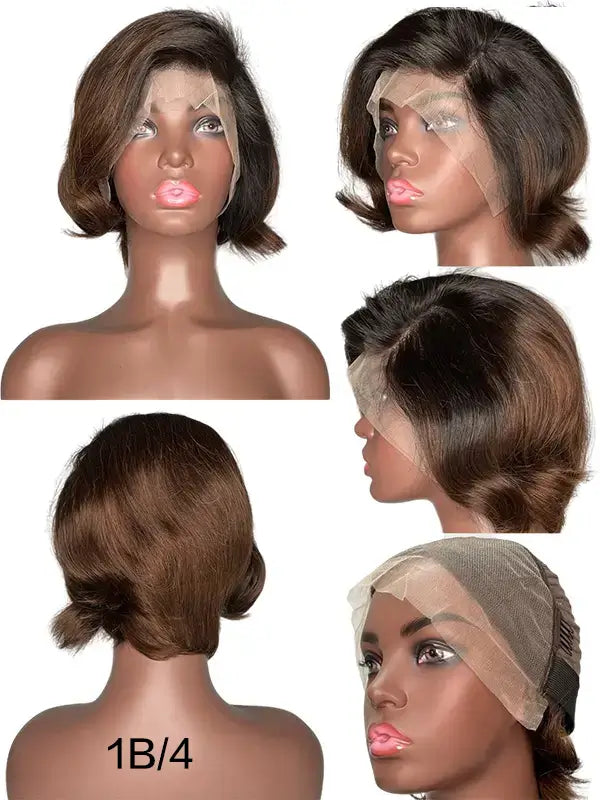 Short Pixie Cut 13x4 Lace Frontal Wig Straight Remy Human Hair T1B/4