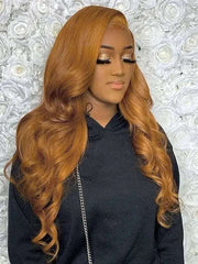 #30 Brown Colored 4x4 13x4 Lace Frontal Body Wave Virgin Human Wig