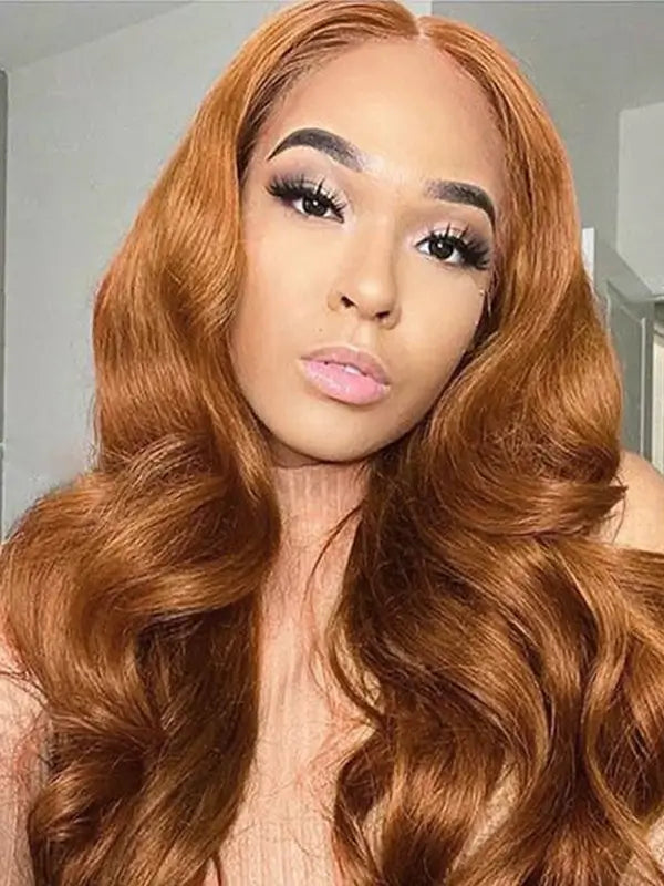 #30 Brown Colored 4x4 13x4 Lace Frontal Body Wave Virgin Human Wig