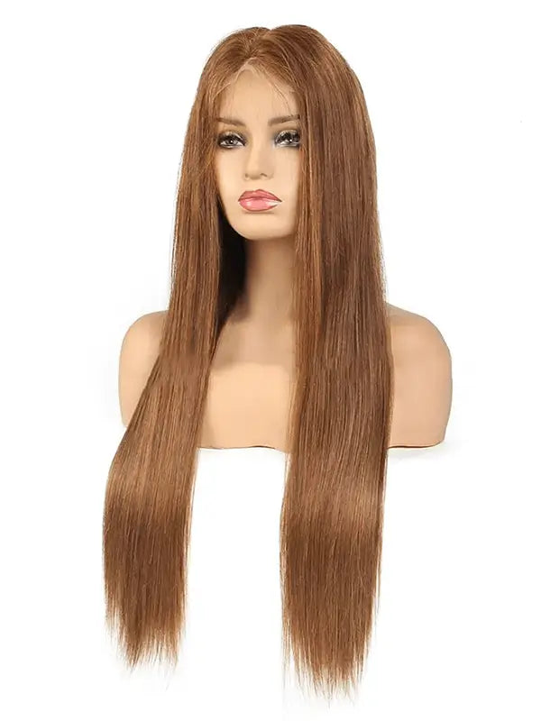 #30 Brown Colored 4x4 13x4 Lace Frontal Straight Virgin Human Wig