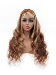 4x4 13x4 Balayage Highlight Honey Blonde Body Wave Human Hair Wig