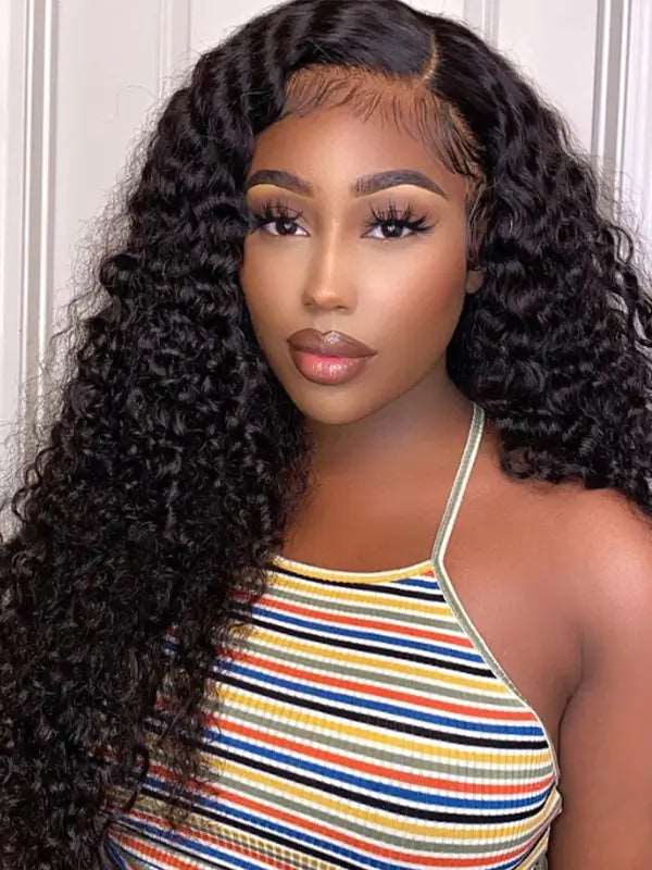 Glueless 4x4 5x5 Lace Closure Wig 180% Density Deep Wave Virgin Human Hair