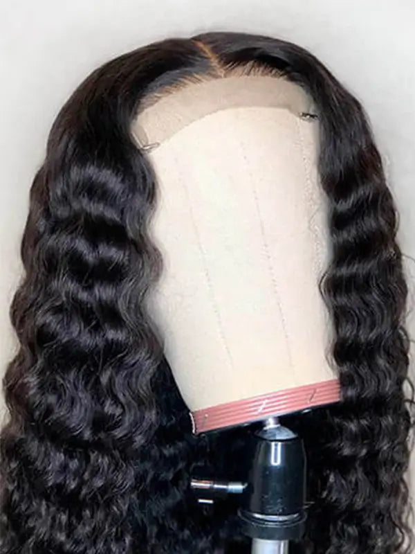 Glueless 4x4 5x5 Lace Closure Wig 180% Density Deep Wave Virgin Human Hair