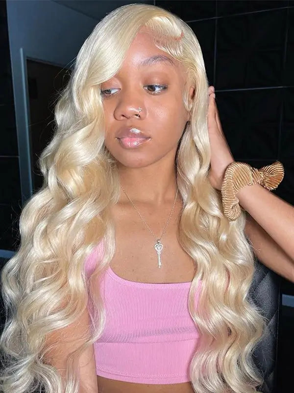 613 Blonde 5x5 13x4 Transparent Lace Body Wave Virgin Human Hair Wig