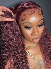 99J Burgundy 4x4 13x4 Lace Frontal Wig Deep Wave Virgin Human Hair