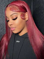 99J Burgundy 4x4 13x4 Lace Frontal Wig Straight Virgin Human Hair