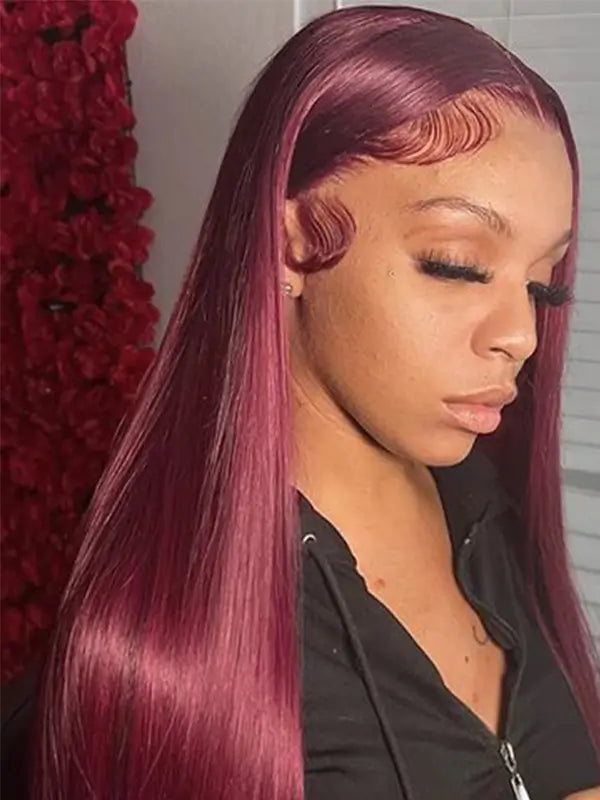 99J Burgundy 4x4 13x4 Lace Frontal Wig Straight Virgin Human Hair