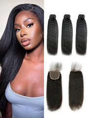 2/3/4 Bundles With 4*4 5*5 Closure Kinky Straight Virgin Hair