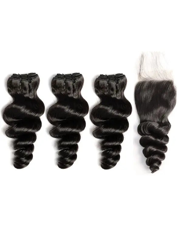 2/3/4 Bundles With 4*4 5*5 Closure Loose Wavy Virgin Hair