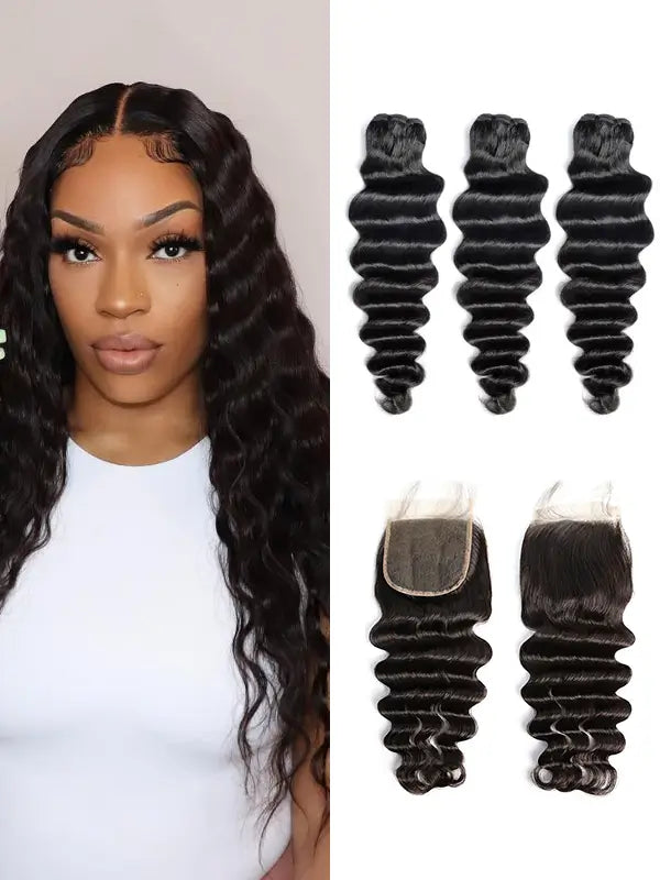 2/3/4 Bundles With 4*4 5*5 Closure Natural Wavy Virgin Hair