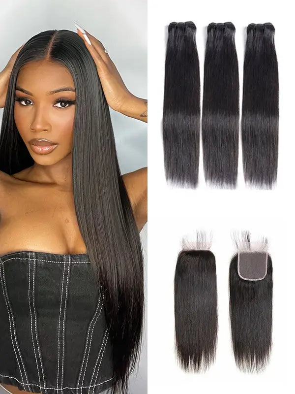 2/3/4 Bundles With 4*4 5*5 Closure Straight Virgin Hair