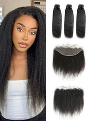 2/3/4 Bundles With 13*4 Frontal Kinky Straight Virgin Hair