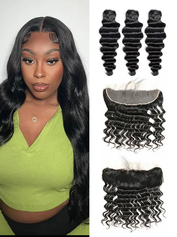 2/3/4 Bundles With 13*4 Frontal Natural Wavy Virgin Hair