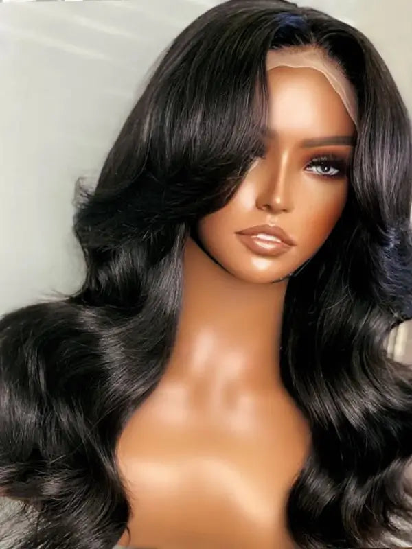 Curtain Bangs Body Wave 4x4 5x5 13x4 Lace Wig Virgin Human Hair