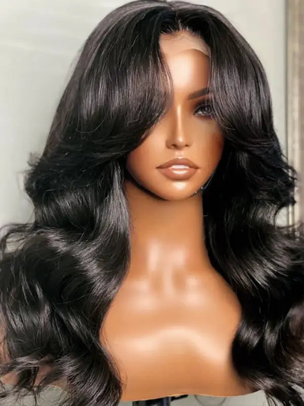 Curtain Bangs Body Wave 4x4 5x5 13x4 Lace Wig Virgin Human Hair