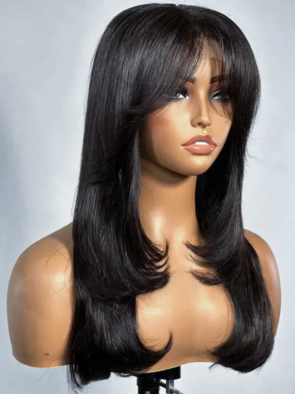 Curtain Bangs Straight 4x4 5x5 13x4 Lace Wig Virgin Human Hair