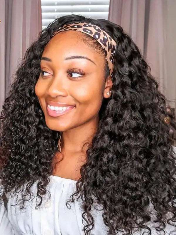 Beginner Friendly Headband Wig Clueless Put On & Go Water Wave Human Hair