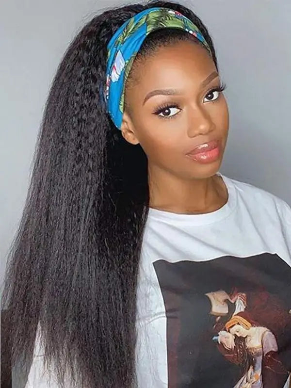 Beginner Friendly Headband Wig Clueless Put On & Go Kinky Straight Human Hair