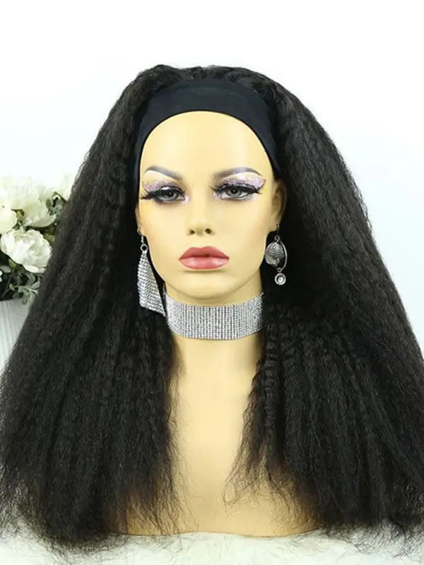 Beginner Friendly Headband Wig Clueless Put On & Go Kinky Straight Human Hair