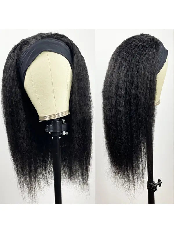 Beginner Friendly Headband Wig Clueless Put On & Go Kinky Straight Human Hair