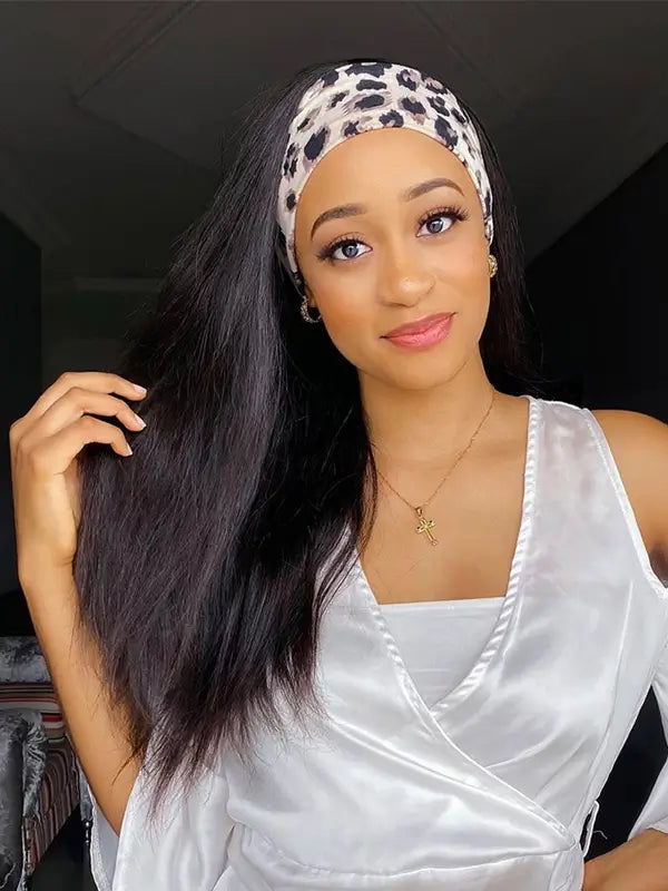 Beginner Friendly Headband Wig Clueless Put On & Go Straight Human Hair