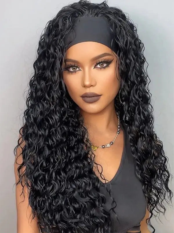 Beginner Friendly Headband Wig Clueless Put On & Go Water Wave Human Hair