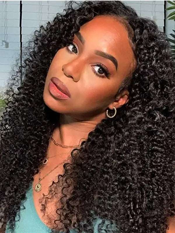 Glueless U Part Wig Kinky Curly Virgin Human Hair Beginner Friendly