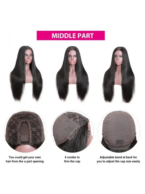 Glueless U Part Wig Water Wave Virgin Human Hair Beginner Friendly