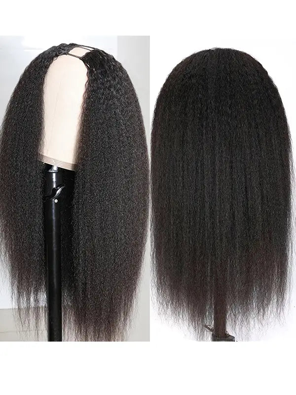 Glueless U Part Wig Kinky Straight Virgin Human Hair Beginner Friendly