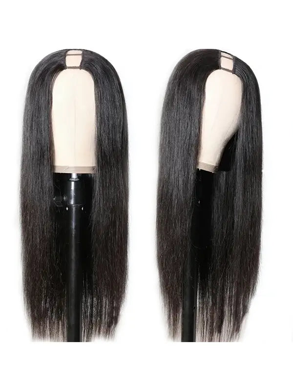 Glueless U Part Wig Straight Virgin Human Hair Beginner Friendly