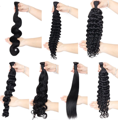 NYX Double Drawn Bulk Human Hair for Braiding No Weft Full to Bottom 100 Percent Human Braiding Hair Body Wave Natural Black Color